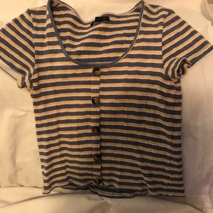 American Eagle top. Gold/ blue gray striped. Size M.